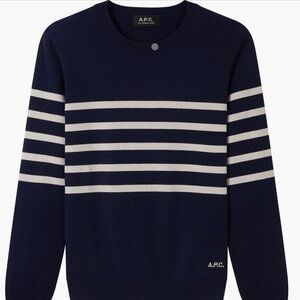 A.P.C. Pull Maceo Stripe Crewneck Cashmere & Cotton Blend Sweater